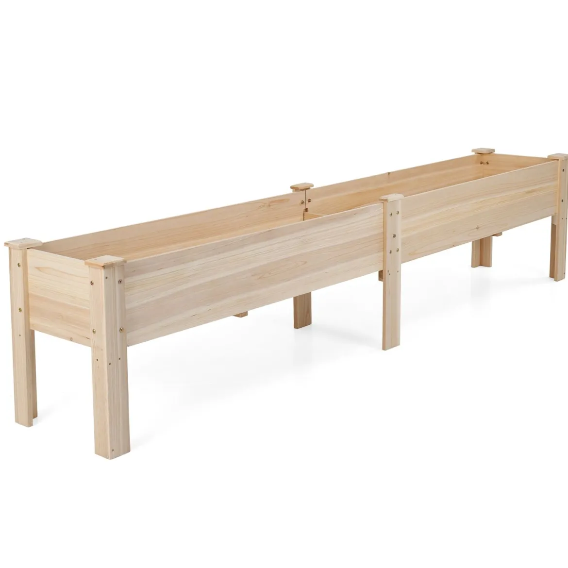 Holz Hochbeet mit Ablauflöchern Pflanzbeet mit 2 Pflanzbereichen Blumenkübel Kräuterbeet Natur