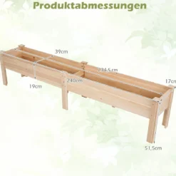 Holz Hochbeet mit Ablauflöchern Pflanzbeet mit 2 Pflanzbereichen Blumenkübel Kräuterbeet Natur