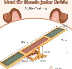 Holz-Hund Agility Wippe Hunde-Übungs- & Spielset Outdoor-Laufspielzeug Kletterplattform Gelb