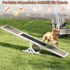 Holz-Hund Agility Wippe Hunde-Übungs- & Spielset Outdoor-Laufspielzeug Kletterplattform Weiß