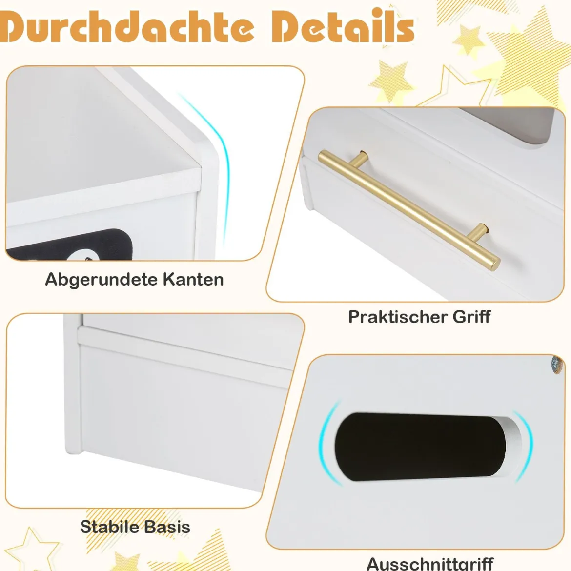 Holz Kinderküche mit Herd & Spüle Holzküche mit Licht & Sound Spielküche inkl. Zubehör Weiß