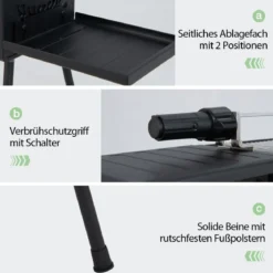 Holzkohlegrill Outdoor-Grill mit Elektrischer Bratgabel Holzkohle-Grillstation für BBQ 108 x 41 x 75 cm