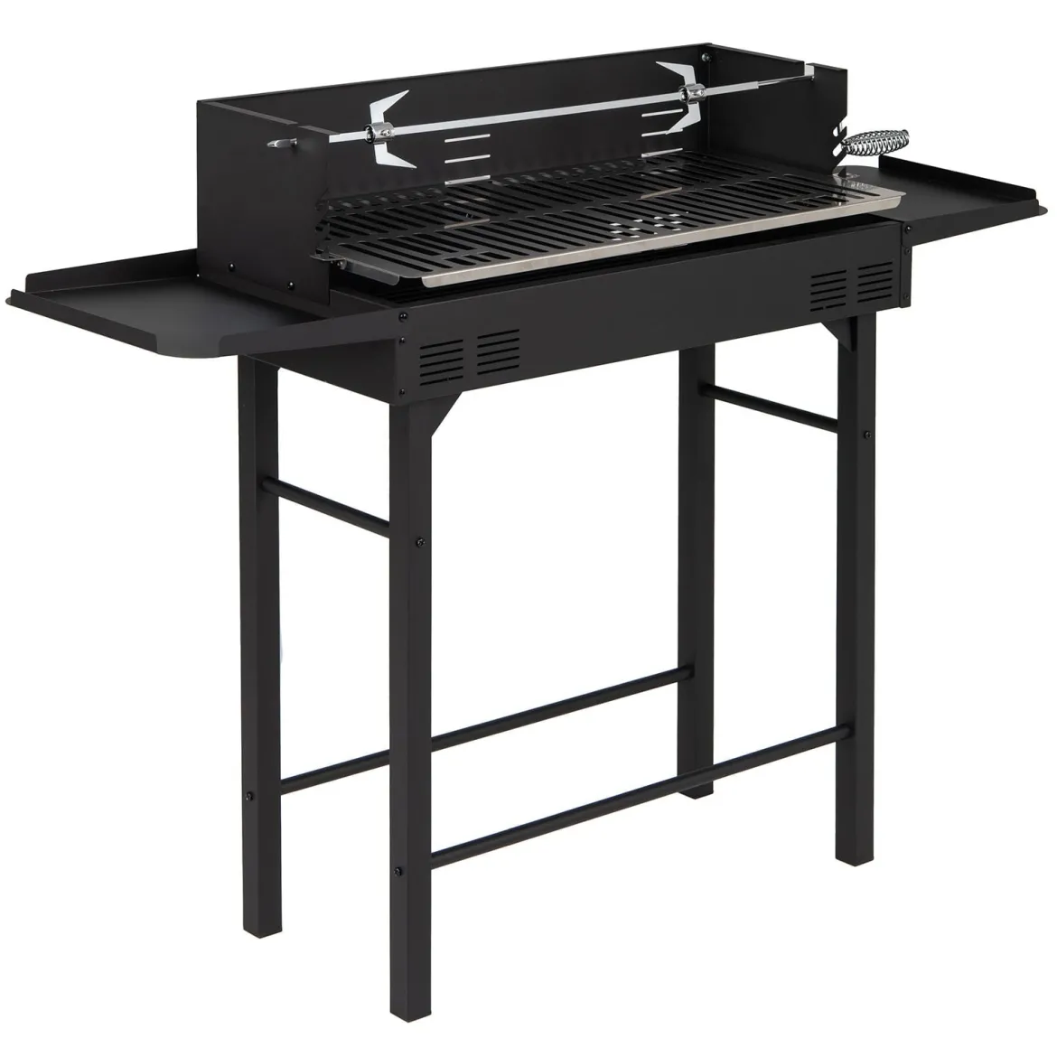 Holzkohlegrill Outdoor Tragbarer Campinggrill mit Integriertem Thermometer aus Metall Schwarz