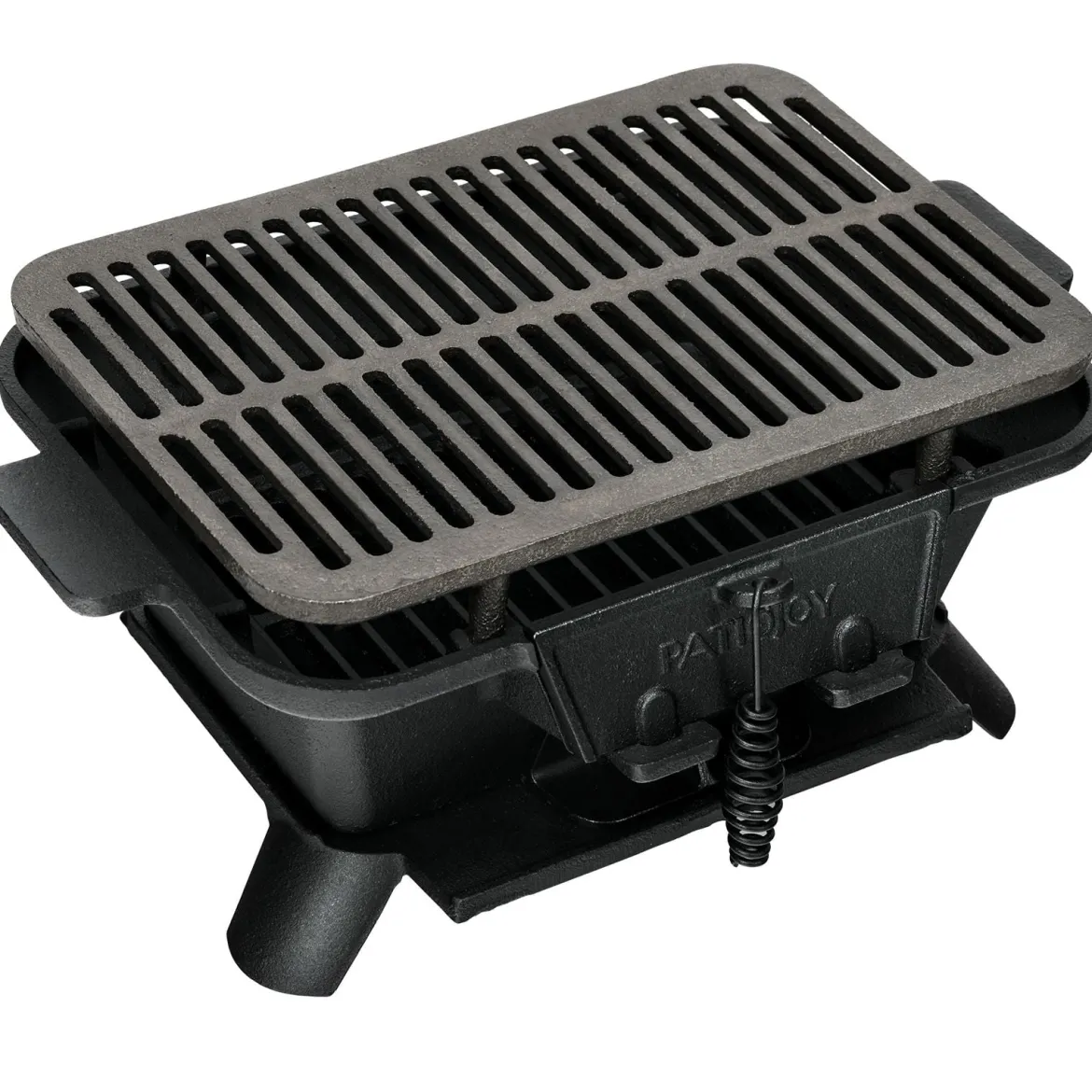 Holzkohlegrill tragbarer gusseiserner Barbecue-Grill BBQ Minigrill Tischgrill für Picknick 2-stufige Grillhöhe 40x27x18cm Schwarz