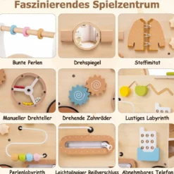 Holz Lauflernwagen mit Abgerundete Kanten für Jungen & Mädchen ab 1 Jahr 35,5 x 31,5 x 50,5 cm