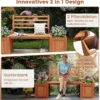 Holz Outdoor Pflanzkasten mit Bank Gartensitz mit 2 Blumenkästen & Rückenlehne Natur