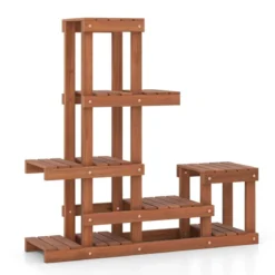 Holz Pflanzenregal mit 6 Ebenen Blumenregal Blumenständer Blumentreppe 90 x 25 x 91,5 cm