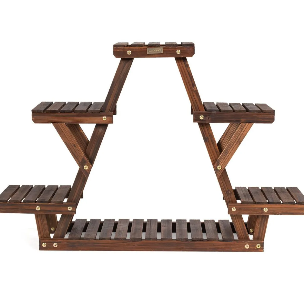 Holz-Pflanzenständer Dreieckiges Pflanzenregal für 6 Töpfe 99 x 25 x 64,5 cm Braun