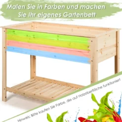 Holz-Pflanzgefäß Hochbeet mit Aufbewahrungsregal für Anbau von Pflanzen 92 x 41x 81 cm