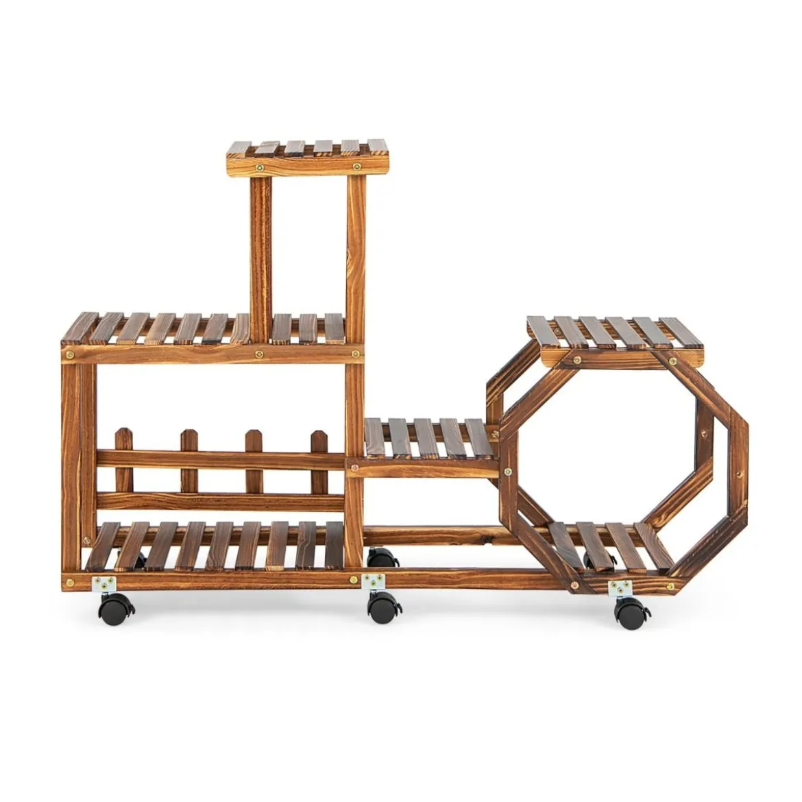 Holzregal zum Ausstellen Bewegliches Blumenregal 87,5 x 29 x 102,5 cm Natur