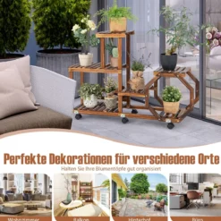 Holzregal zum Ausstellen Bewegliches Blumenregal 87,5 x 29 x 102,5 cm Natur