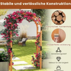 Holz Rosenbogen für Kletterpflanzen Gartenbogen Torbogen Spalier Rankhilfe Rankgitter