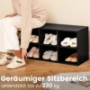 Holz Schuhbank mit Sitzfläche & 8 Offenen Fächern 230kg Belastbar Schuhschrank Schwarz Bücherschrank