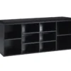 Holz Schuhbank mit Sitzfläche & 10 Offenen Fächern Schuhregal 104 x 30 x 48 cm Schwarz