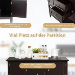 Holz-Sideboard Buffet-Tisch mit unterem Regal Konsolentisch 117 x 38 x 86,5 cm Kaffee