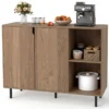 Holz Sideboard mit 4 Fächern & 2 Türen & Verstellbare Ablagen Buffetschrank Natur