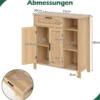 Holz Sideboard mit Rattangeflecht Türen & Schubladen Buffetschrank Küchenschrank Küchenbuffet