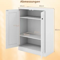 Holz Sideboard mit Türen & Verstellbaren Regalen Buffetschrank Bodenablageschrank Weiß