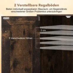 Holz Sideboard mit Türen & Verstellbaren Regalen Buffetschrank Bodenablageschrank Rustikales Braun
