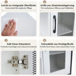 Holz Sideboard mit Tür & Verstellbaren Einlegeböden Küchenschrank Vintage Buffetschrank Weiß