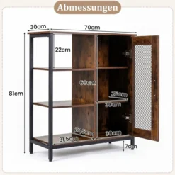 Holz Sideboard mit Tür & Verstellbaren Einlegeböden Küchenschrank Vintage Buffetschrank Braun