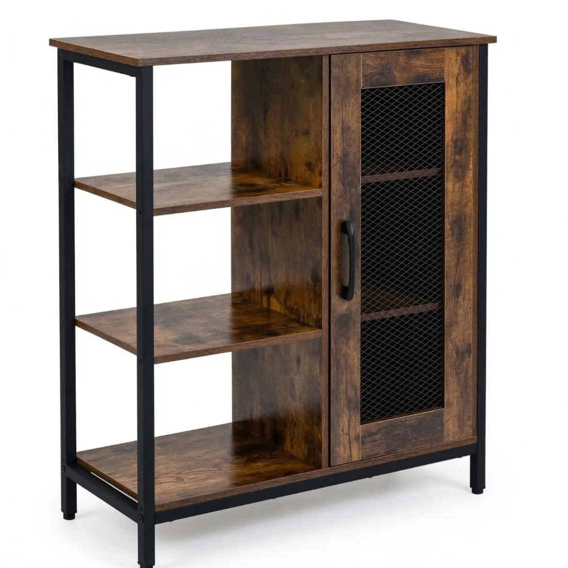 Holz Sideboard mit Tür & Verstellbaren Einlegeböden Küchenschrank Vintage Buffetschrank Braun