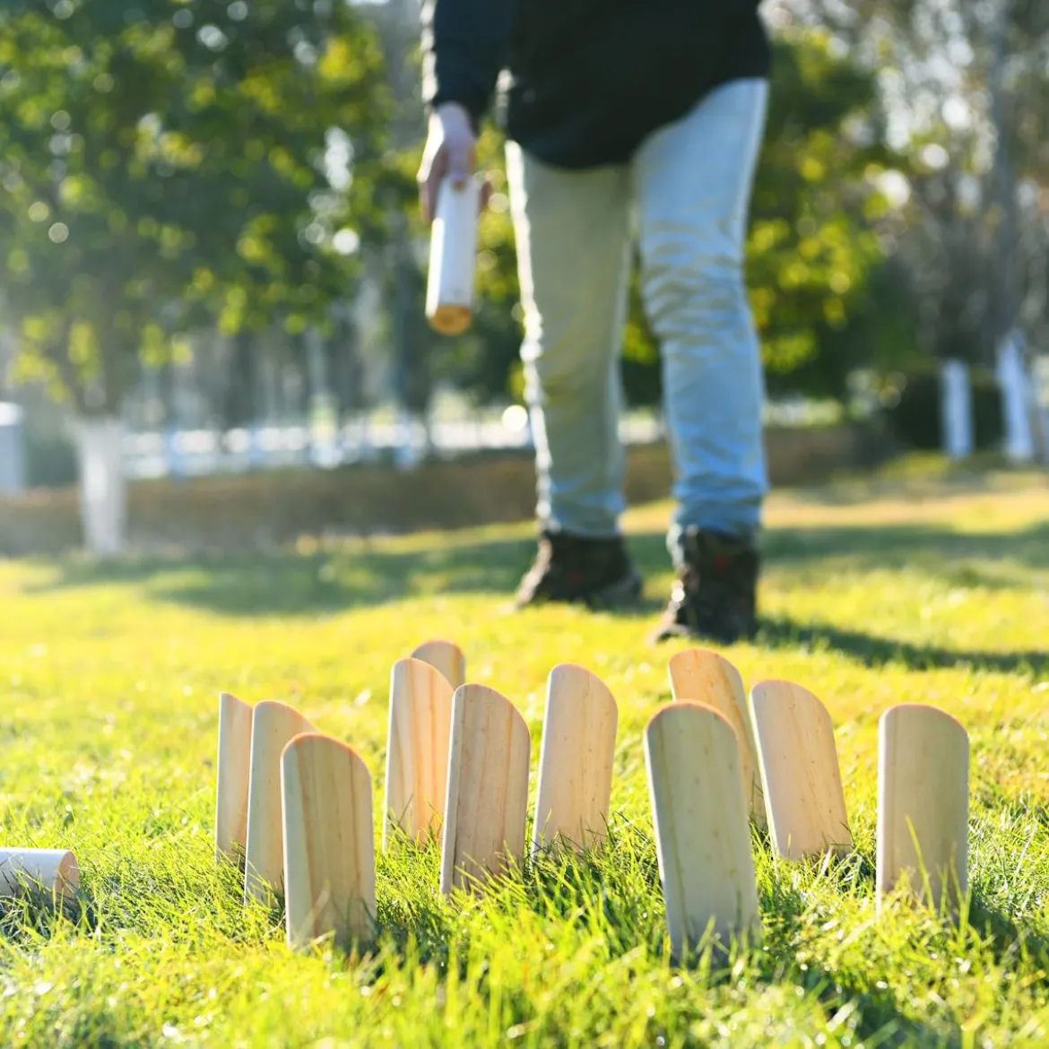 Holzspiel Wurfspiel Zahlen Nordisches Finn Nummern Kubb Kegel Wikinger Familie Spiel