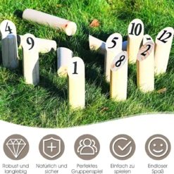 Holzspiel Wurfspiel Zahlen Nordisches Finn Nummern Kubb Kegel Wikinger Familie Spiel