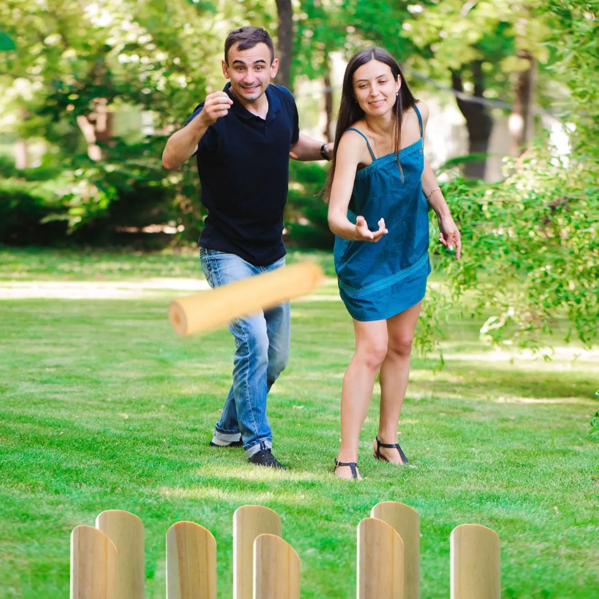 Holzspiel Wurfspiel Zahlen Nordisches Finn Nummern Kubb Kegel Wikinger Familie Spiel