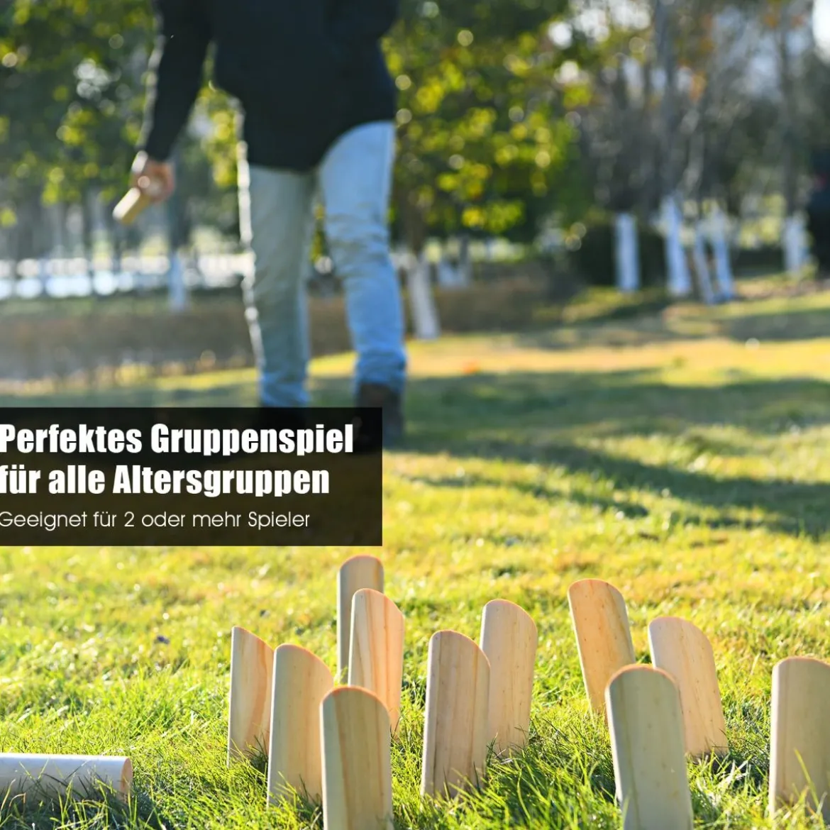 Holzspiel Wurfspiel Zahlen Nordisches Finn Nummern Kubb Kegel Wikinger Familie Spiel