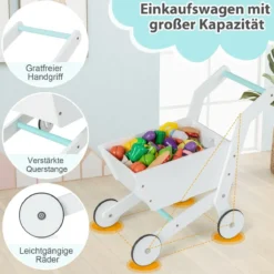 Holz-Supermarkt Spielset mit Kasse & Einkaufswagen & Tafel Spiel Lebensmittelgeschäft