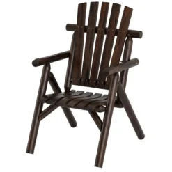 Holz Wetterfester Gartensessel mit Geneigter Rückenlehne & Armlehnen Gartenstuhl Braun