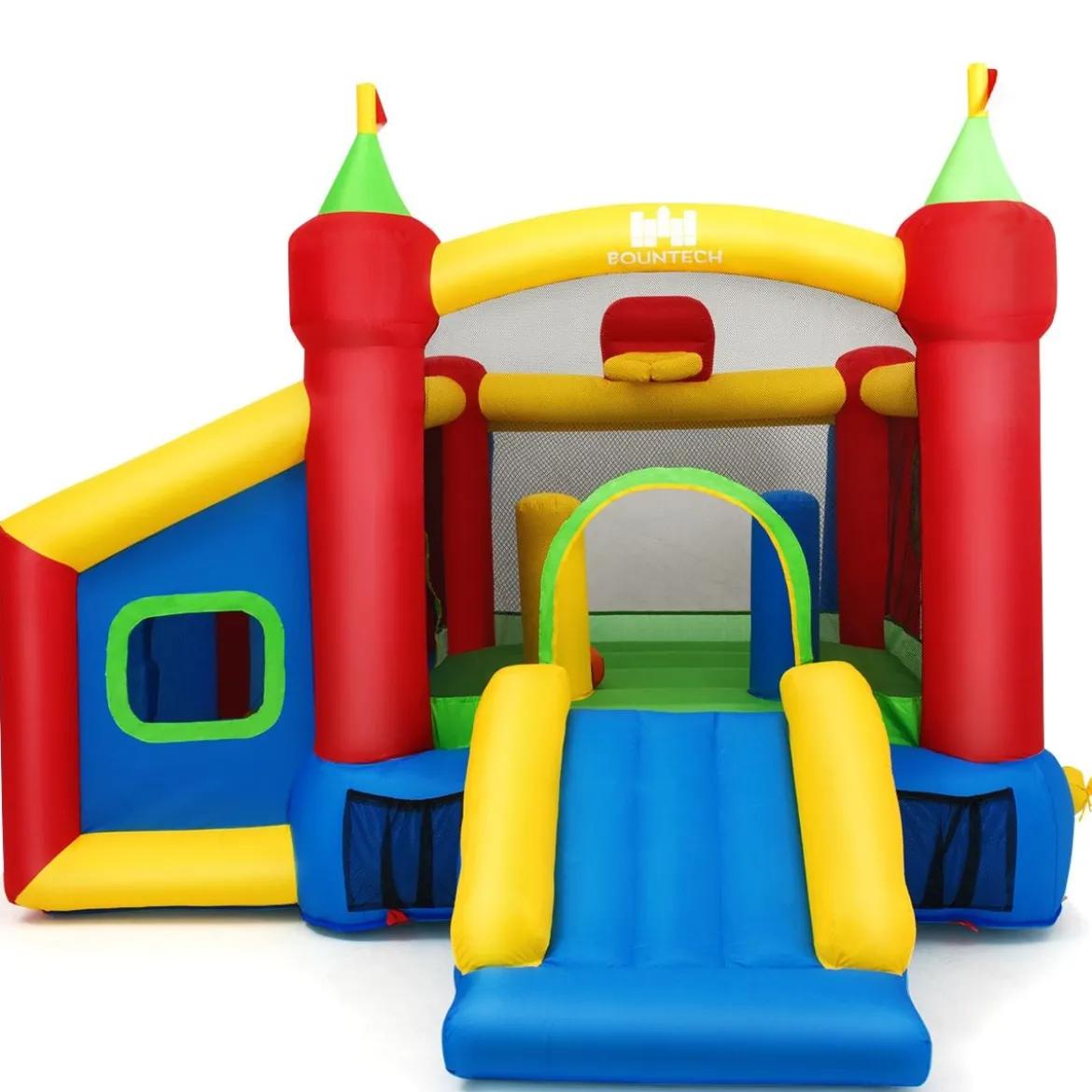 Hüpfburg Aufblasbare Kinder Springburg Spielburg mit Rutsche Bunt 380 x 305 x 215 cm