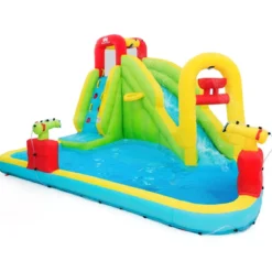Hüpfburg Aufblasbarer Spielpool Wasserpark Planschbecken mit Rutsche 400 x 335 x 230 cm Farbig