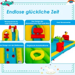 Hüpfburg Aufblasbarer Spielpool Wasserpark Planschbecken mit Rutsche 400 x 335 x 230 cm Farbig