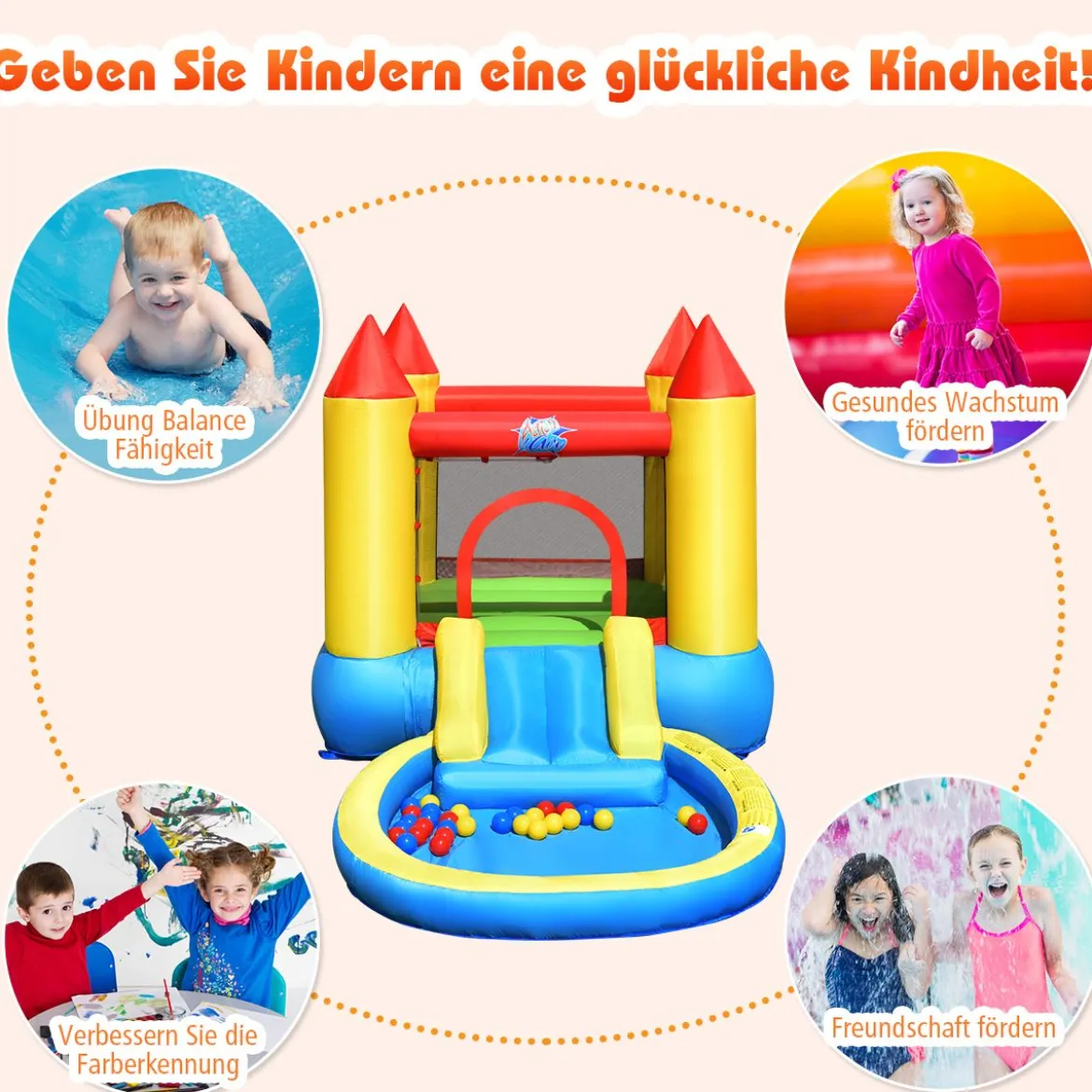 Hüpfburg aufblasbarer Springburg Wasserpark mit Rutsche 365 x 200 x 190 cm