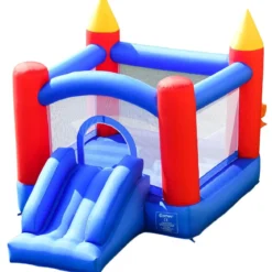 Hüpfburg Aufblasbares Outdoor Springburg mit 4 Säulen Rutsche Komplett-Set 3x2x2m