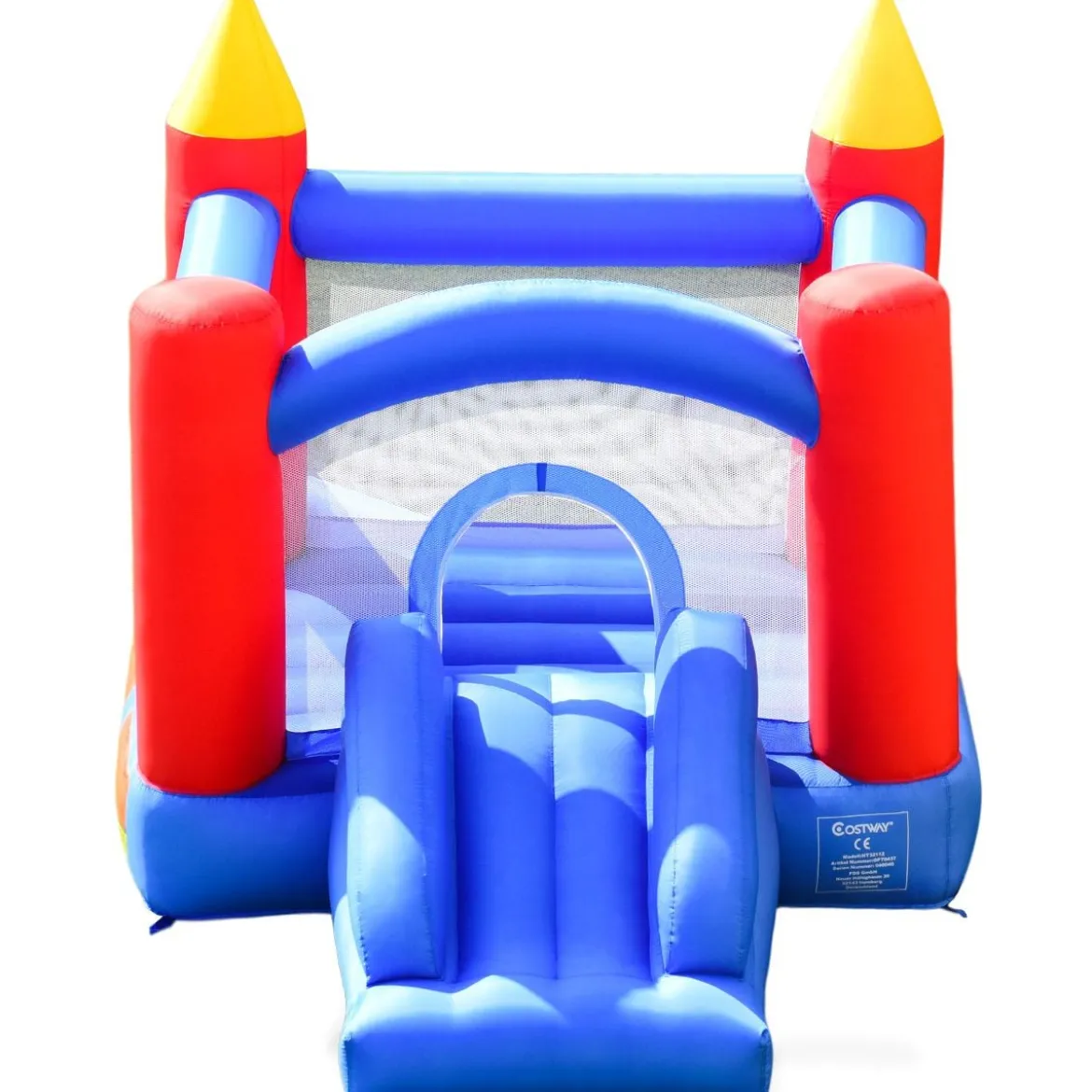 Hüpfburg Aufblasbares Outdoor Springburg mit 4 Säulen Rutsche Komplett-Set 3x2x2m