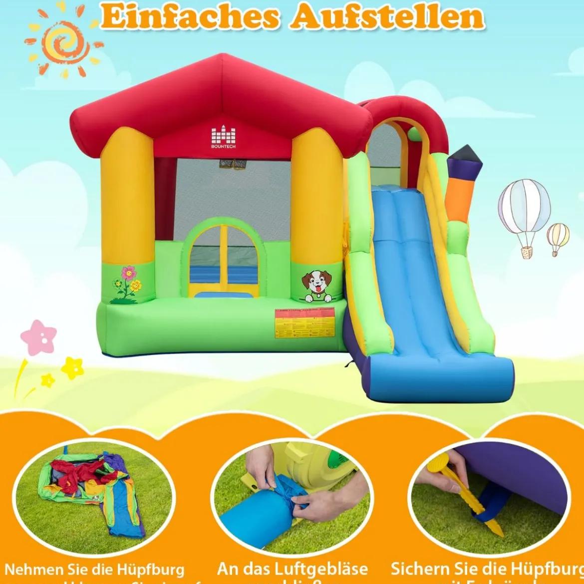 Hüpfburg Aufblasbare Spielburg für Kinder mit Rutsche 325 x 290 x 205 cm