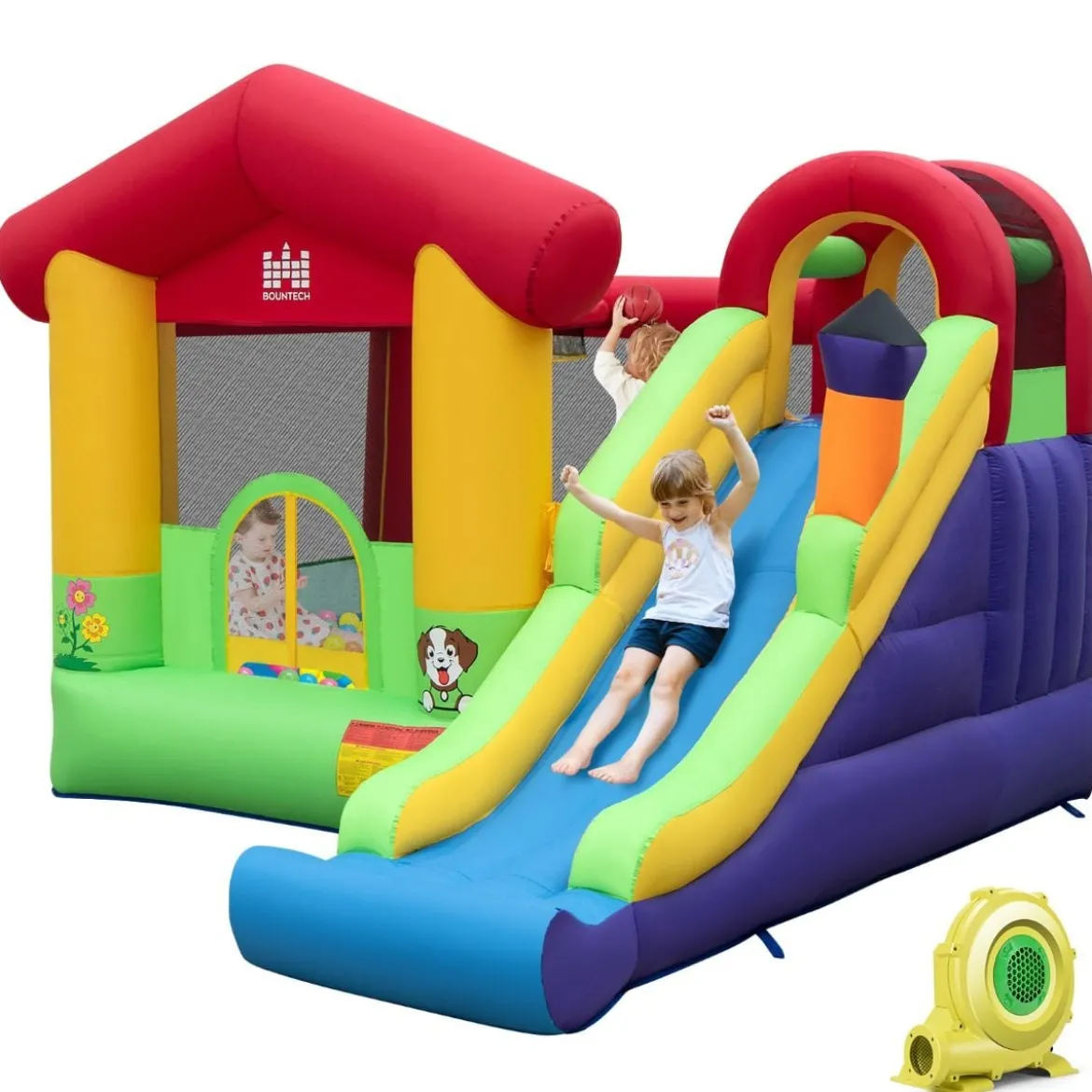 Hüpfburg Aufblasbare Spielburg für Kinder mit Rutsche 325 x 290 x 205 cm