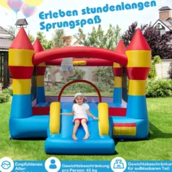Hüpfburg Aufblasbar Spielburg Outdoor Bouncer mit Rutsche Bunt 370 x 280 x 230 cm