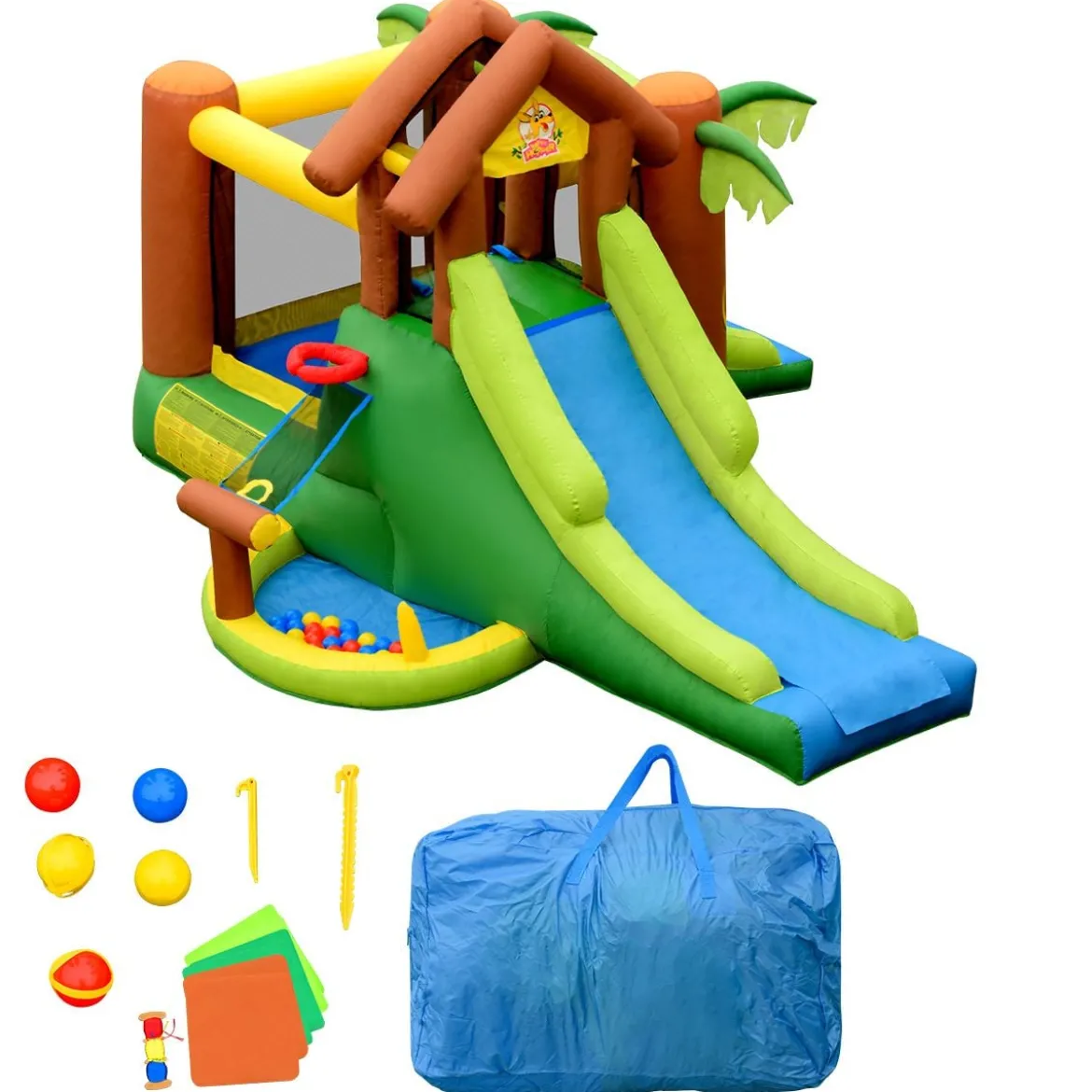 Hüpfburg aufblasbar Springburg mit 30 Bälle Hüpfschloss mit Rutsche Spielburg für Kinder 390 x 340 x 230 cm