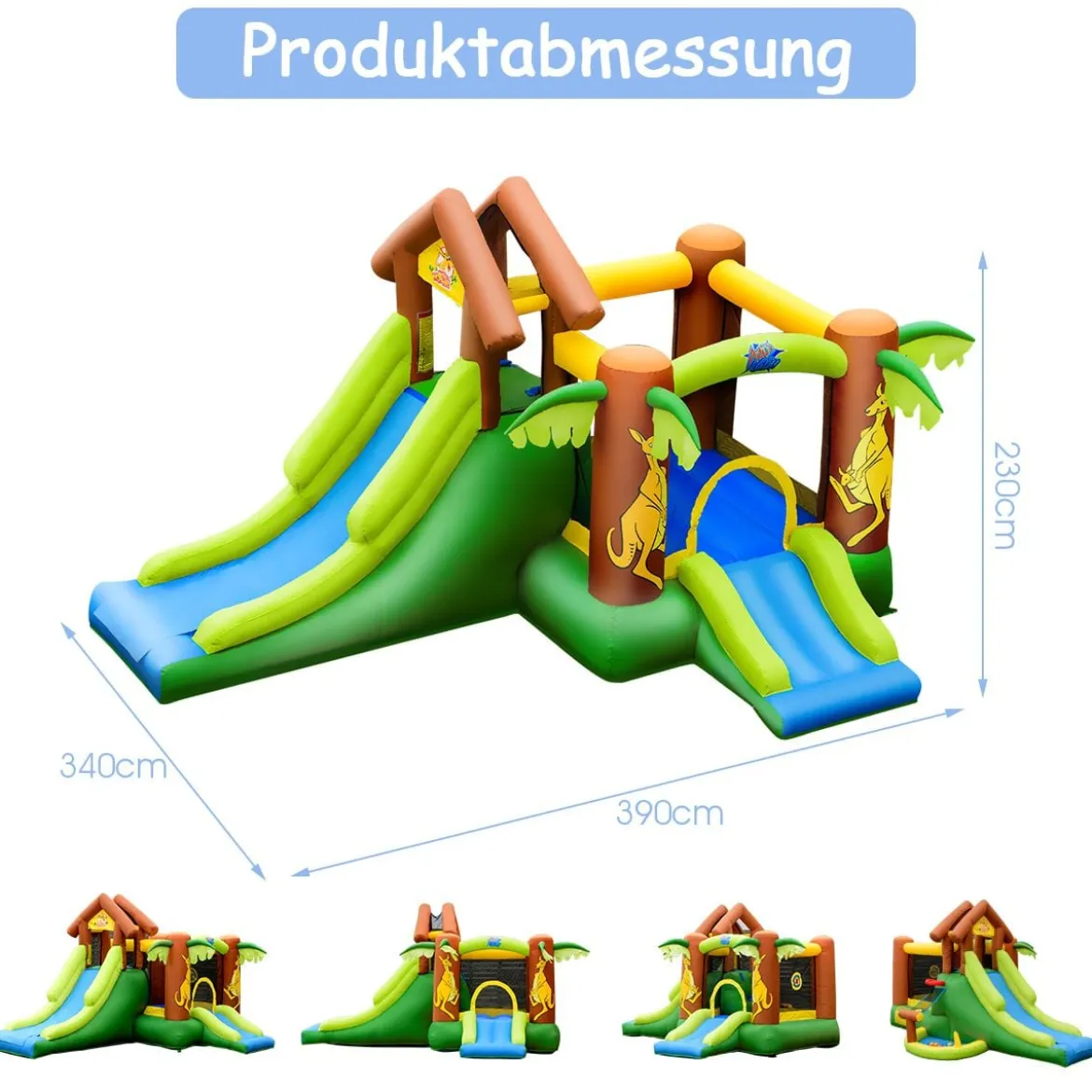 Hüpfburg aufblasbar Springburg mit 30 Bälle Hüpfschloss mit Rutsche Spielburg für Kinder 390 x 340 x 230 cm