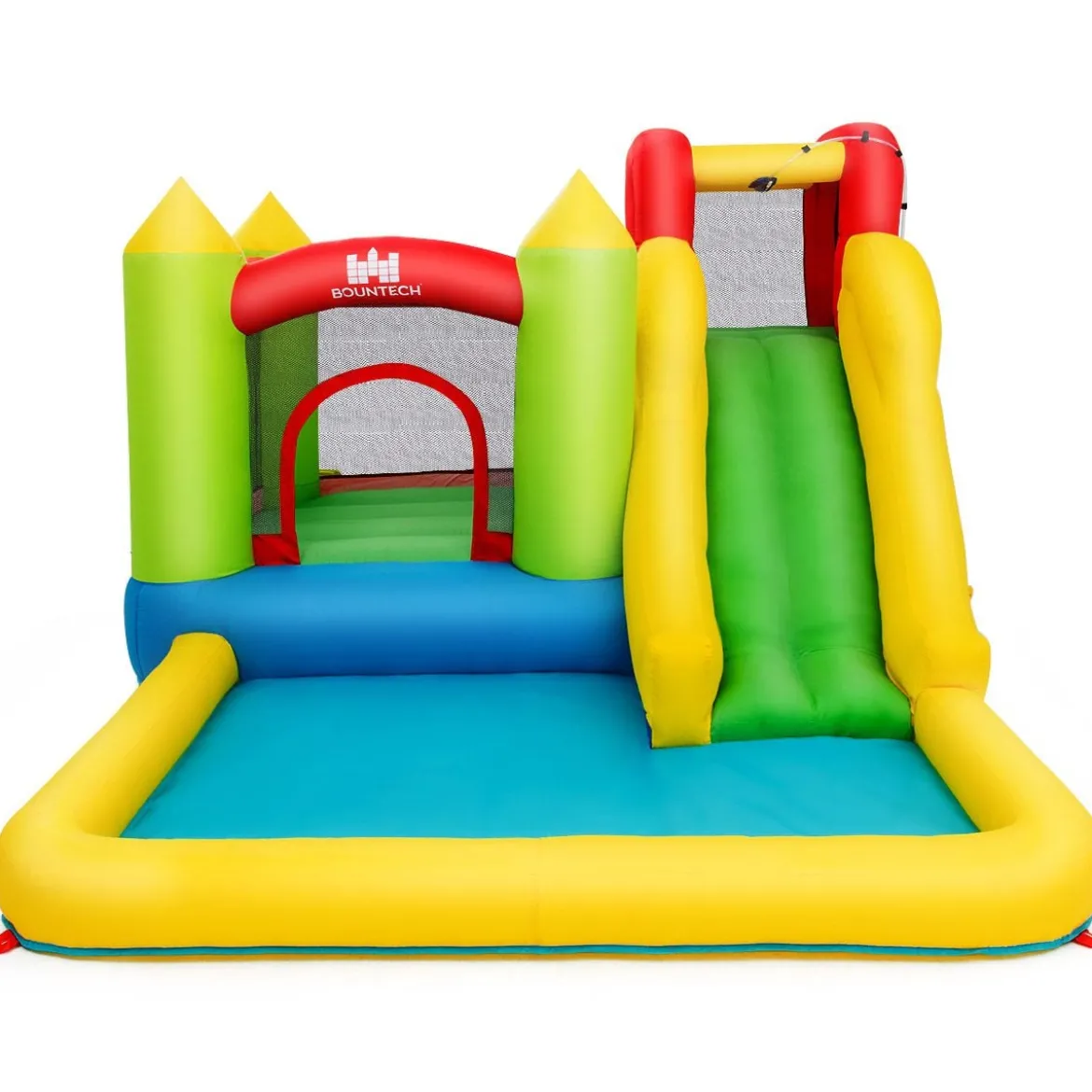 Hüpfburg aufblasbar Wasserrutsche Spielpool Planschbecken mit Rutsche 350 x 280 x 190cm