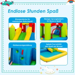 Hüpfburg aufblasbar Wasserrutsche Spielpool Planschbecken mit Rutsche 350 x 280 x 190cm