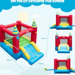 Hüpfburg Kinderhüpfhaus Tragbares Spielparadies 190 x 260 x 205 cm