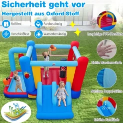 Hüpfburg mit Gebläse & Rutsche & Sprungbereich & Basketballkorb & Boxsäcken & Bällebad Bouncy Castle