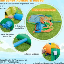 Hüpfburg mit Rutsche & Kletterwand & Basketballkorb & Fußballtor Wasserpark