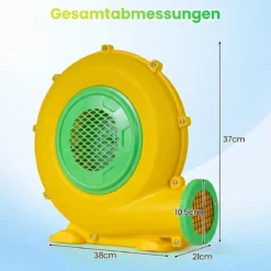 Hüpfburg mit Rutsche Kletterwand Mehrfarbig+550W Hüpfburge-Gebläse mit Griff & Erdspießen Set