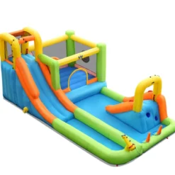 Hüpfburg mit Wasserpark & 2 Rutschen & Kletterwand & Basketballkorb 503 x 290 x 216 cm
